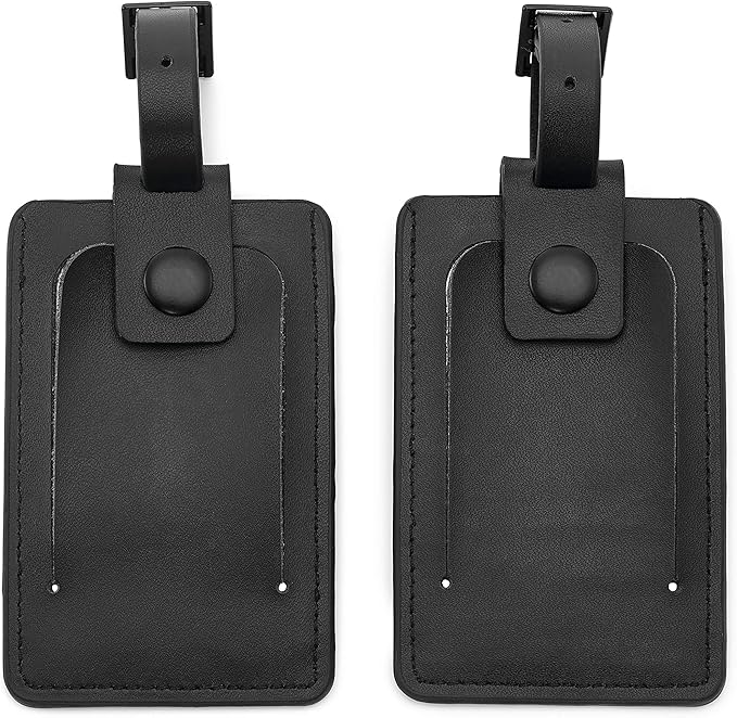 Samsonite 2-Pack Leather Luggage ID Tag, Black Logo, One Size
