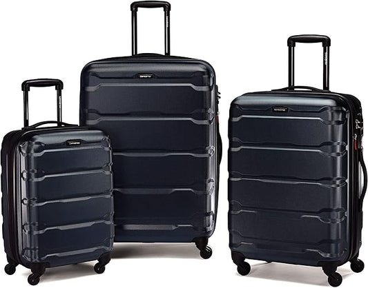 Samsonite Omni PC Hardside Expandable Luggage with Spinner Wheels, Navy, 3-Piece Set (20/24/28)