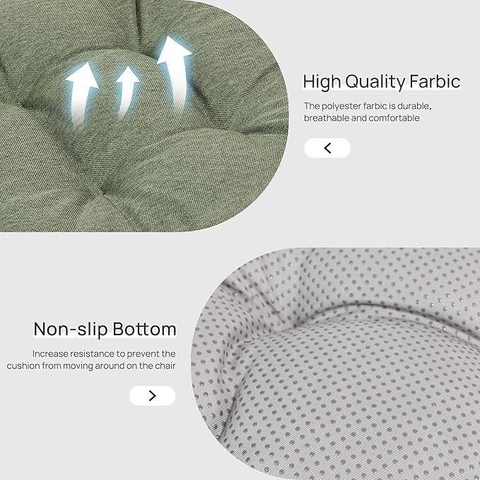 Love's cabin Memory Foam Chair Cushions Set of 4, 19"x19"x3.5" Indoor & Outdoor Seat Pads for Dining, Kitchen, Office, Patio Chairs - Green