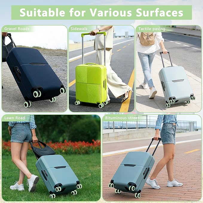 8 Pcs Upgraded Luggage Wheel Covers, Suitcase Protector, Wear-Resistant Anti-Noise Silicone Wheel Covers for 2-2.4” Spinner Wheels, Travel Accessories for Carry On Luggage (Green, Small)