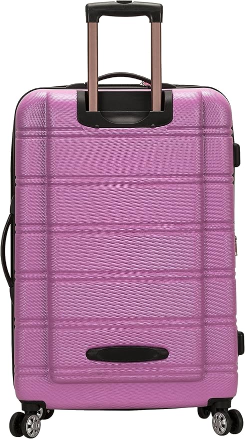 Rockland Melbourne Hardside Expandable Spinner Wheel Luggage, Pink, Checked Large 28"
