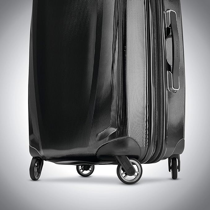 Samsonite Winfield 3 DLX Hardside Expandable Luggage with Spinners, Black, Checked-Medium 25-Inch