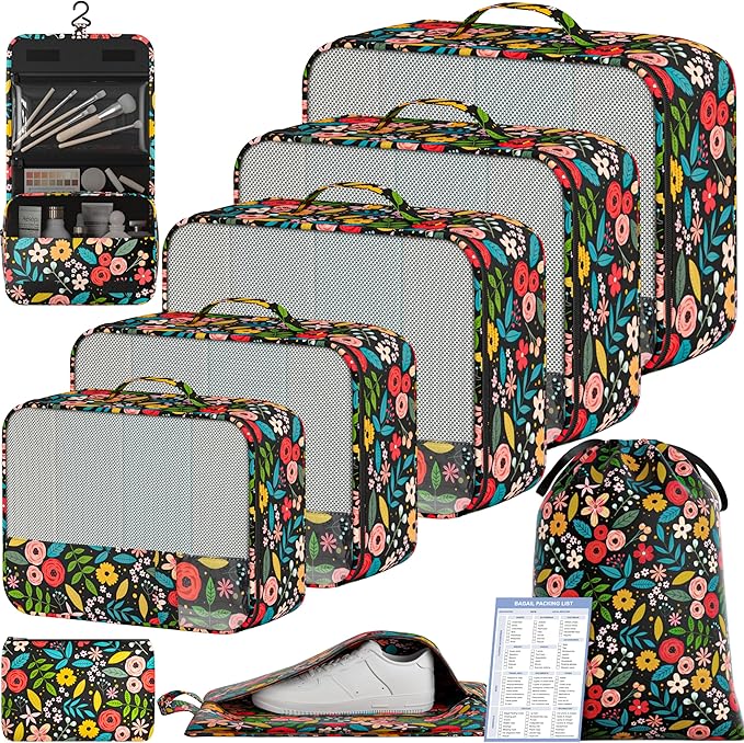 BAGAIL 9 Set Packing Cubes with Packing List Luggage Packing Organizers for Travel Accessories