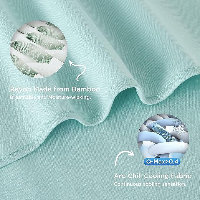 Bedsure Green Cooling Blanket Full Size for Hot Sleepers - Summer Blanket Full Size Cold Bed Cool Arc-Chill Thin Ice Cooled Bedding with Rayon Derived from Bamboo Night Sweats Hot Flashes, 80x90