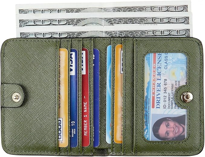 Toughergun Women’s Small Slim Leather Wallet with RFID Protection, Compact Bifold Mini Purse with Clear ID Window