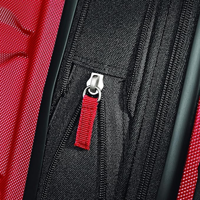 Samsonite Omni PC Hardside Expandable Luggage with Spinner Wheels, Checked-Medium 24-Inch, Red