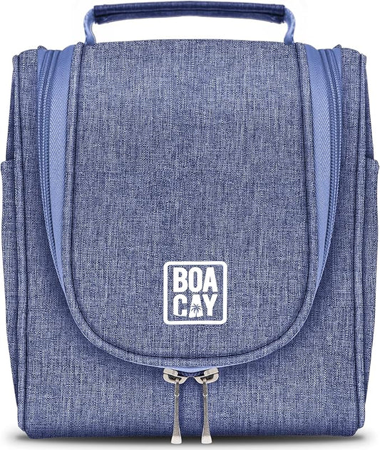 BOACAY Small Hanging Travel Toiletry Bag for Women and Men, Makeup Bag, Bathroom & Shower Organizer Kit for Accessories, Cosmetics, Travel Essentials