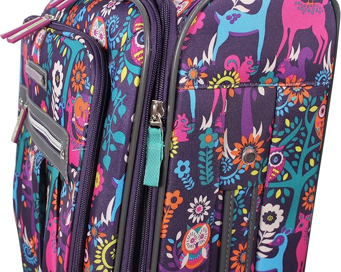 Lily Bloom Large Expandable Design Pattern Luggage With Spinner Wheels For Woman (28in, Wildwoods)
