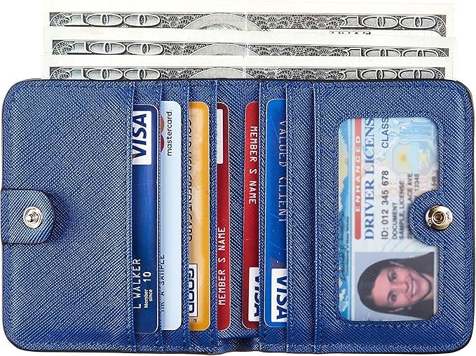 Toughergun Women’s Small Slim Leather Wallet with RFID Protection, Compact Bifold Mini Purse with Clear ID Window