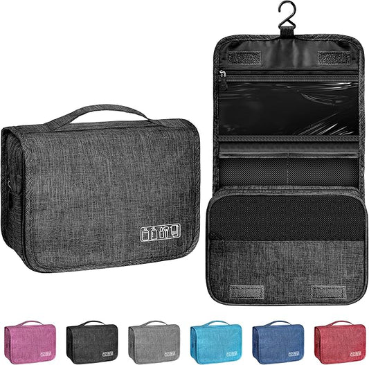 Toiletry Bag Travel Bag with Hanging Hook, Waterproof Capacity Hanging Multifunctional Makeup Bag for Toiletries, Portable Cosmetic Bag Travel Organizer for Women and Men(Black)