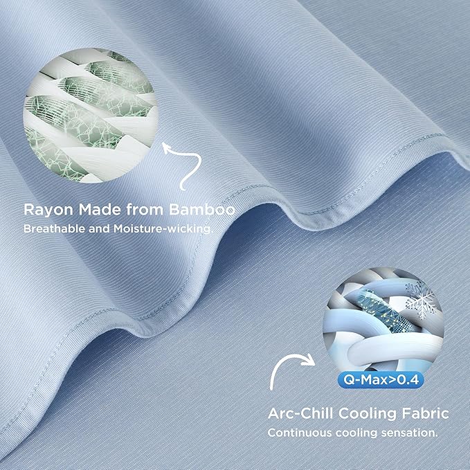 Bedsure Light Blue Cooling Blanket King Size for Hot Sleepers - Summer Cold Blanket for King Size Bed with Rayon Derived from Bamboo, Ice Cool Cold Arc-Chill Thin Summer Bedding Essentials, 108x90