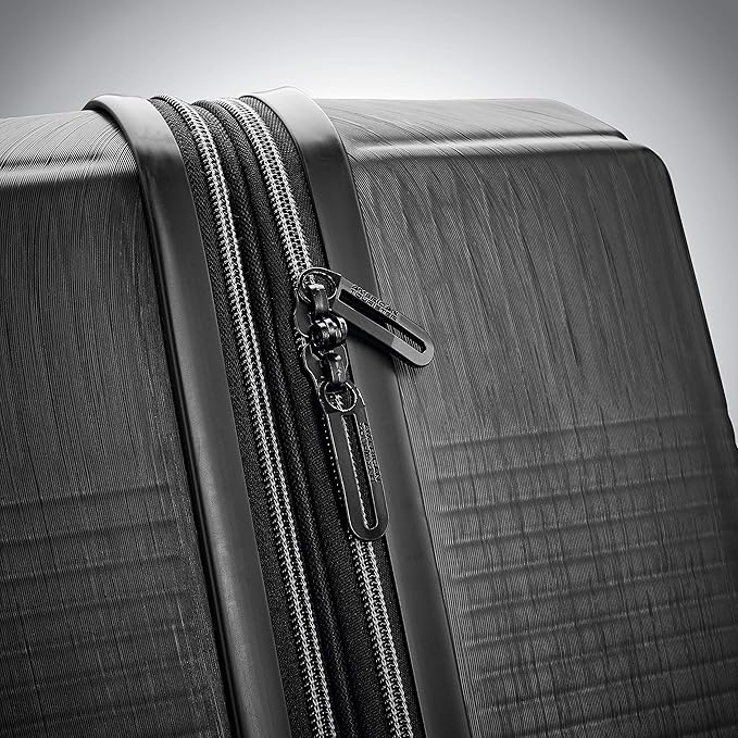 American Tourister Stratum XLT Expandable Hardside Luggage with Spinner Wheels, Jet Black, Carry-On 21-Inch