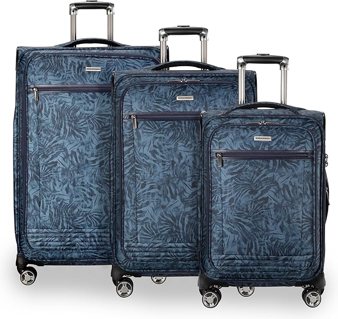 Ricardo Beverly Hills Avalon Softside 3-Piece Luggage Set Made with Sustainable 100% rPET, Lightweight, Eco-Friendly Travel, Expandable, Dual Spinner Wheels, Serengeti Night