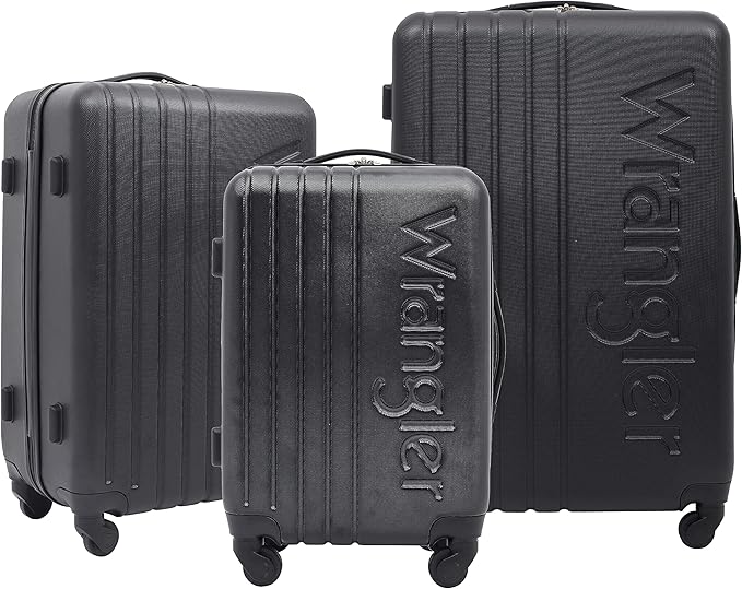 Wrangler Quest Luggage Set, Black, 3 Piece Set (28"/24"/20")