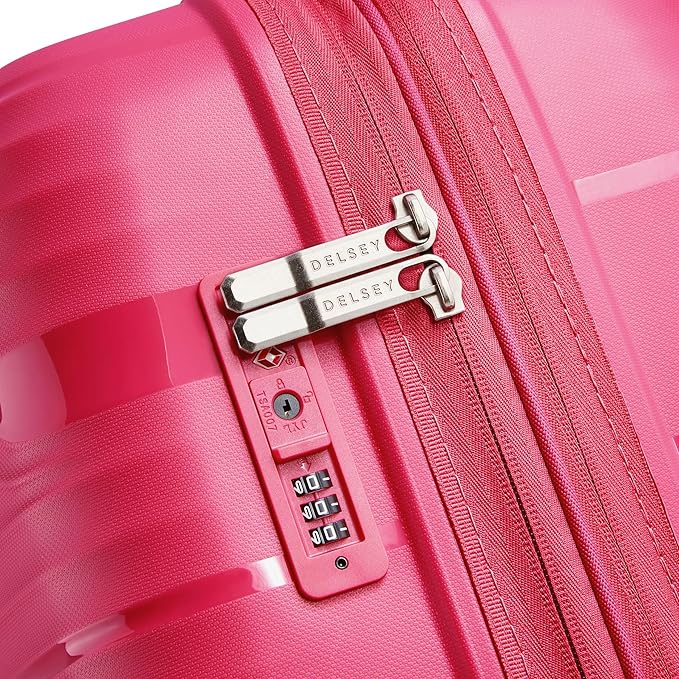 DELSEY Paris Dune Hardside Expandable Luggage with Spinner Wheels, Viva Magenta, Checked-Medium 25 Inch