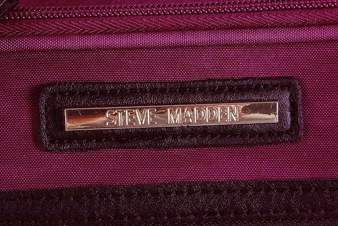 Steve Madden Designer-Gepckkollektion Leichter Softside-Koffer fr Damen und Herren strapazierfhige 50,8 cm groe Tragetasche mit 4 rollenden Spinner-Rdern, Peek-a-boo Purple, 20in, Carry on Bag With
