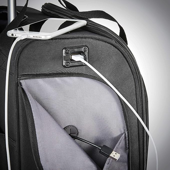 Samsonite Underseat Carry-On Spinner With USB Port, Jet Black, One Size