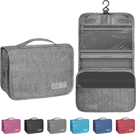 Toiletry Bag Travel Bag with Hanging Hook, Waterproof Shower Bathroom Hanging Toiletry Bag for Men Women,Small Multifunctional Makeup Cosmetic Bag,Portable Toiletries Bag Travel Organizer (Grey)