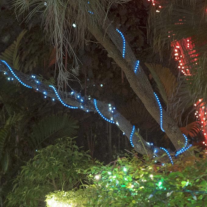 Wintergreen Lighting 150' 1800-Bulb Blue Incandescent Commercial Grade Rope Light Kit - Light Rope Outdoor, Christmas Light Rope Light Color, Includes Power Cord, 120V, ½ Inch, 2-Wire
