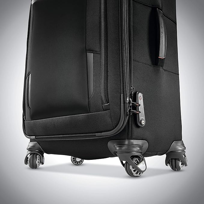 Samsonite Pro Travel Softside Expandable Luggage with Spinner Wheels, Black, Checked-Medium 25-Inch