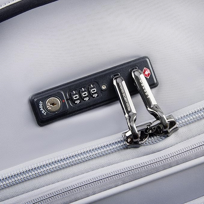 DELSEY PARIS Cruise 3.0 Softside Expandable Luggage with Spinner Wheels, Platinum, Checked-Large 28 Inch