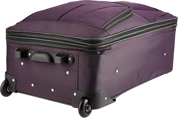 Rockland Journey Softside Upright Luggage Set, Expandable, Purple, 4-Piece (14/19/24/28)
