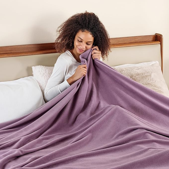 Berkshire Blanket Microfleece Twin Size Bed Blanket Lavender,Lightweight Soft Breathable Plush Micro Fleece Blanket for Bed Couch Sofa,60x92 Inches