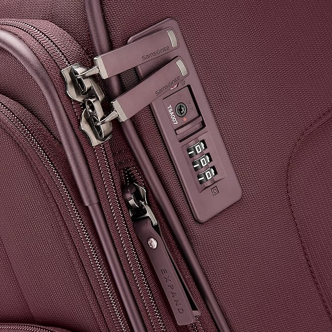 Samsonite Lineate DLX Softside Expandable Luggage with Spinner Wheels, Merlot, Medium Checked
