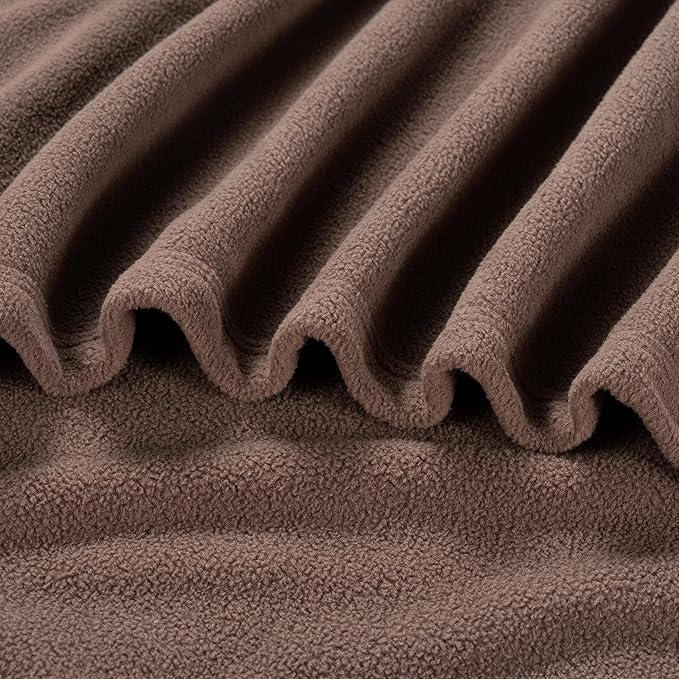 Berkshire Blanket Microfleece Queen Size Bed Blanket Taupe, Lightweight Soft Breathable Plush Micro Fleece Blanket for Bed Couch Sofa, 90x90 Inches