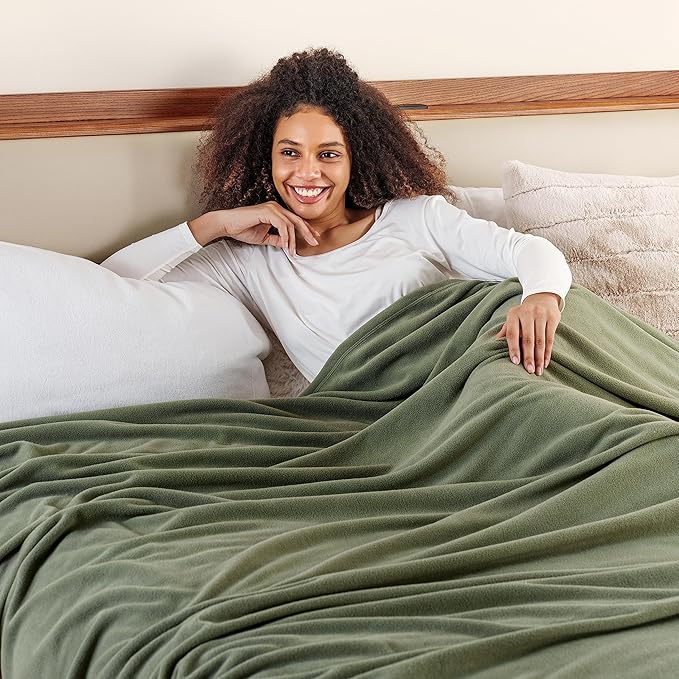 Berkshire Blanket Microfleece Twin Size Bed Blanket Dark Sage Green,Lightweight Soft Breathable Plush Micro Fleece Blanket for Bed Couch Sofa,60x92 Inches