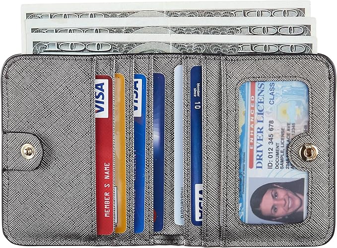 Toughergun Women’s Small Slim Leather Wallet with RFID Protection, Compact Bifold Mini Purse with Clear ID Window