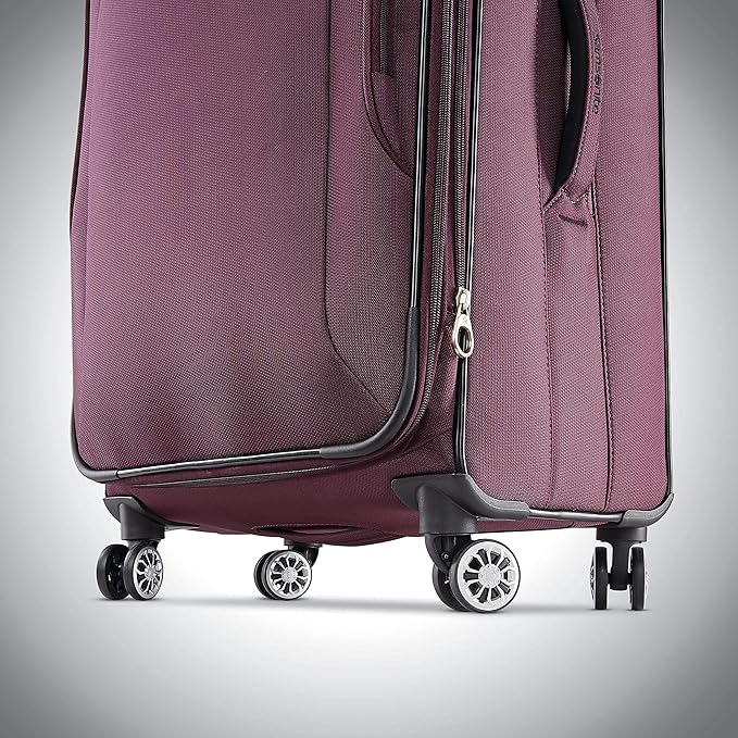 Samsonite Ascella X Softside Expandable Luggage with Spinner Wheels, Plum, Checked-Large 29-Inch