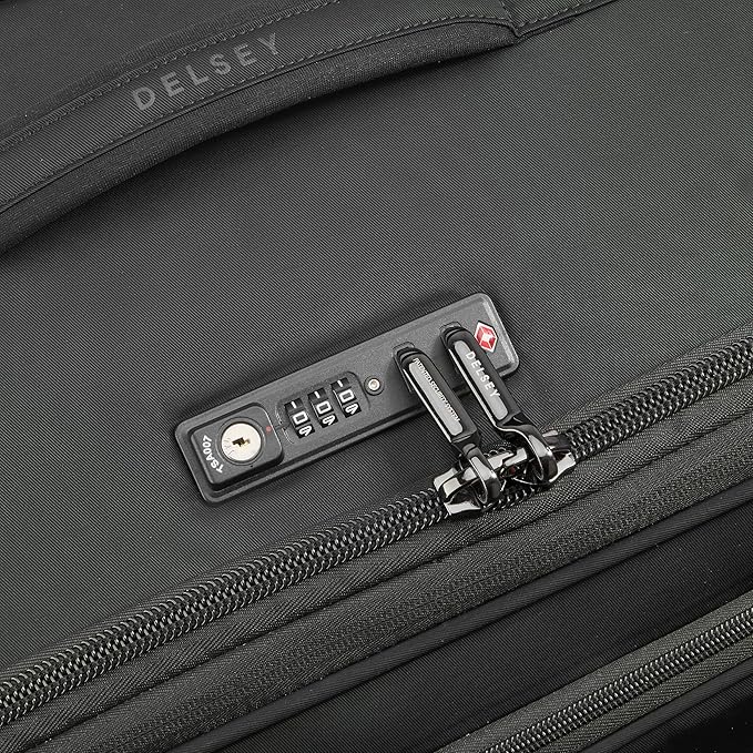 DELSEY PARIS Cruise 3.0 Softside Expandable Luggage with Spinner Wheels, Black, Checked-Large 28 Inch