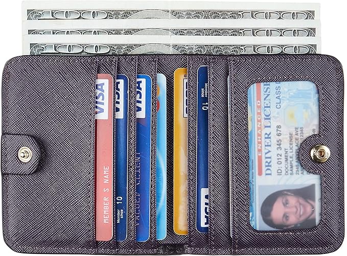 Toughergun Women’s Small Slim Leather Wallet with RFID Protection, Compact Bifold Mini Purse with Clear ID Window