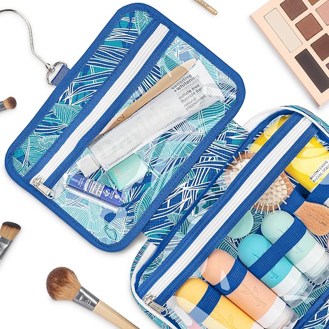 Eco Sun Hanging Travel Toiletry Bag — Designed in Hawaii — Water-resistant Travel Organizer for Bathroom Accessories (Teal Tropic)