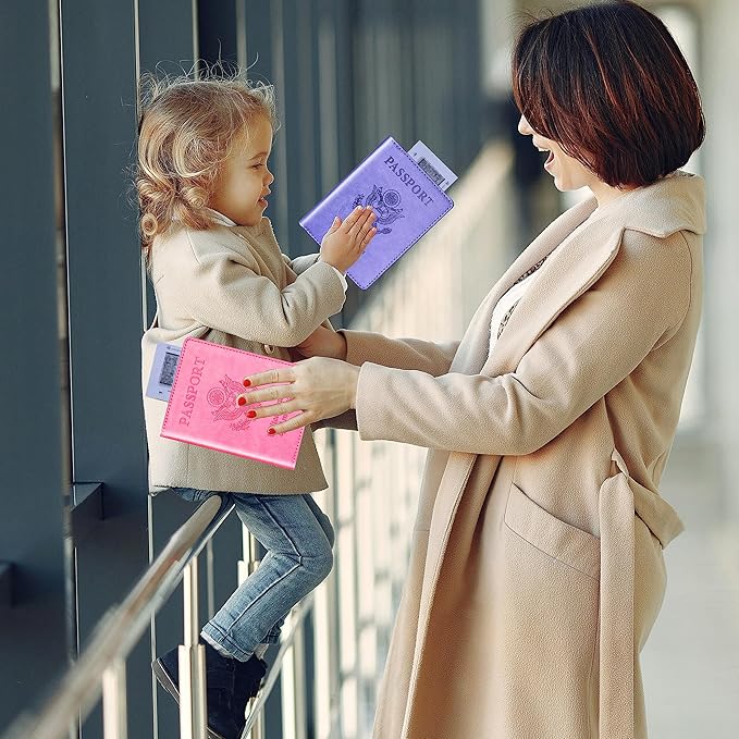 Herain Passport Holder for Travel Cruise Essentials 2 Pcs, Passport Cover Wallet Case Travel Gifts Women Men Family, Passports Book Holders Vacation Accessories Must Haves