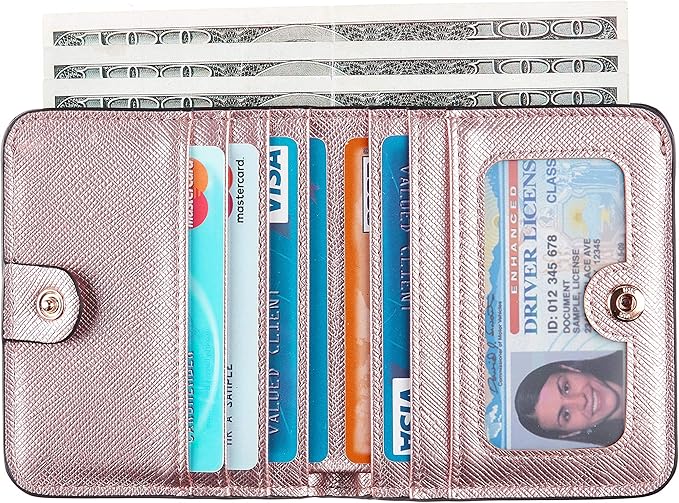Toughergun Women’s Small Slim Leather Wallet with RFID Protection, Compact Bifold Mini Purse with Clear ID Window