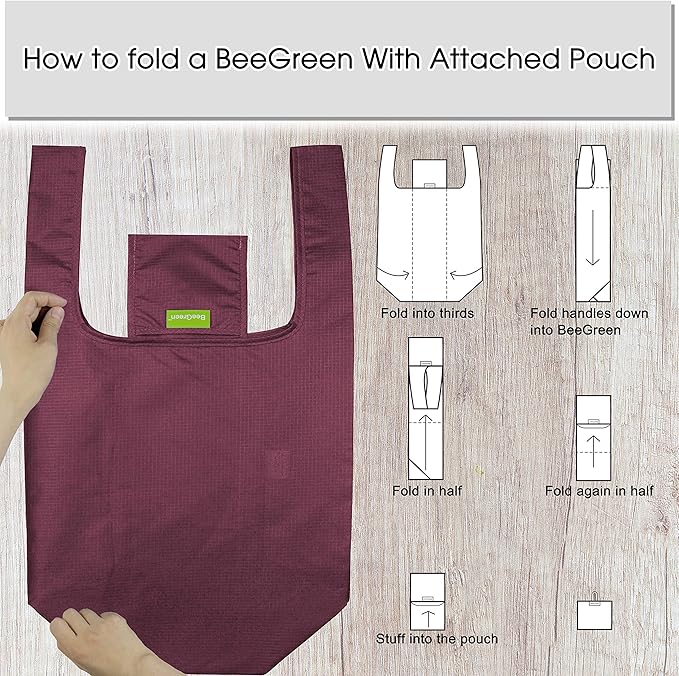BeeGreen Blue Reusable Grocery Bags Wholesale Blue Reusable Kitchen Bags Bulk Foldable-Machine Washable with Zipper Storage Pouch 20 Packs