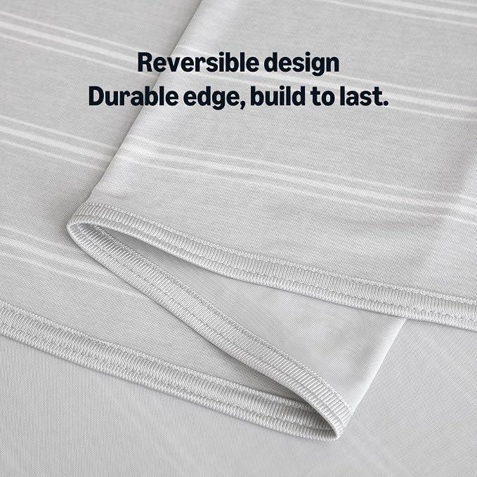 Amazon Basics Striped Cooling Blanket for Hot Sleepers, Reversible Lightweight Thin Throw Blanket for Bed, Couch and Sofa, King (90" x 108"), Gray Striped