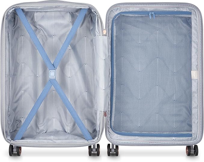DELSEY PARIS Cruise 3.0 Hardside Expandable Luggage with Spinner Wheels, Platinum, Checked-Medium 24 Inch