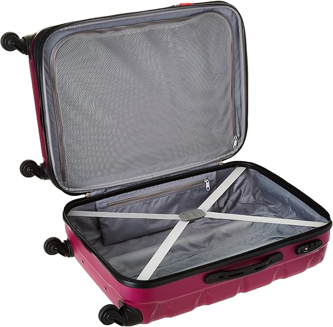 Samsonite Omni PC Hardside Expandable Luggage with Spinner Wheels, Radiant Pink, Checked-Medium 24-Inch