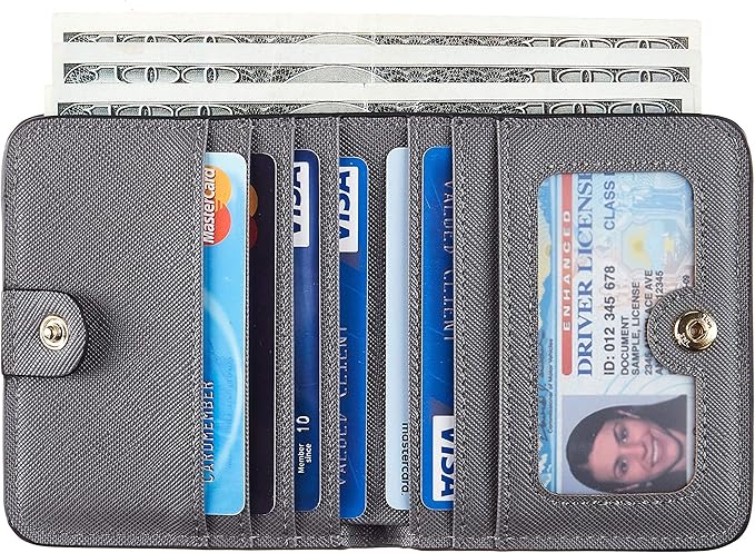 Toughergun Women’s Small Slim Leather Wallet with RFID Protection, Compact Bifold Mini Purse with Clear ID Window