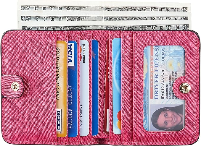 Toughergun Women’s Small Slim Leather Wallet with RFID Protection, Compact Bifold Mini Purse with Clear ID Window
