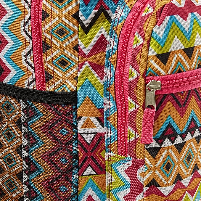 Rockland Double Handle Rolling Backpack, Tribal, 17"