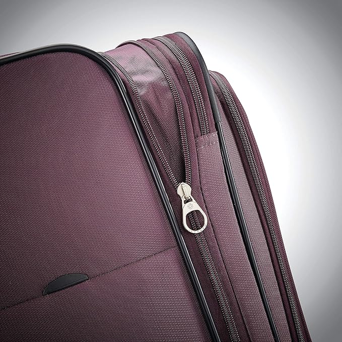 Samsonite Ascella X Softside Expandable Luggage with Spinner Wheels, Plum, Checked-Large 29-Inch