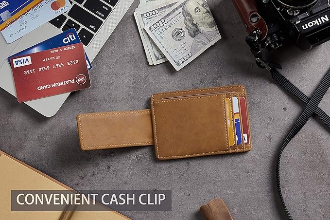 Toughergun Slim Wallet for Men RFID Blocking Money Clip, Minimalist Front Pocket Credit Card Holder, Magnetic Thin Mens Wallets with ID Window