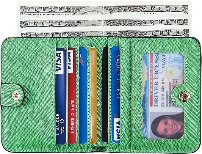 Toughergun Women’s Small Slim Leather Wallet with RFID Protection, Compact Bifold Mini Purse with Clear ID Window