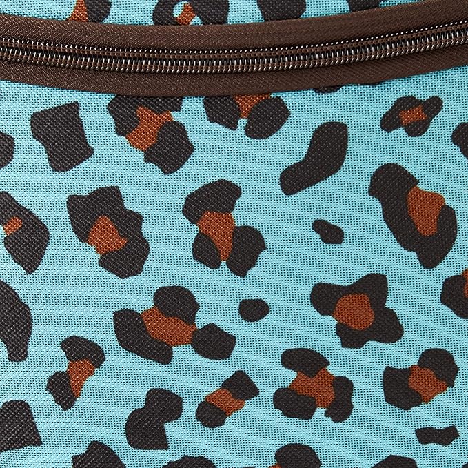 Rockland Double Handle Rolling Backpack, Blue Leopard, 17"