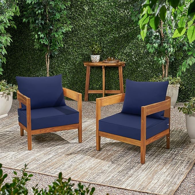 Favoyard Outdoor Seat Cushion Set 22 x 22 Inch Waterproof & Fade Resistant Patio Furniture Cushions with Removable Cover Deep Seat & Back Cushion with Tie Straps for Chair Sofa Couch