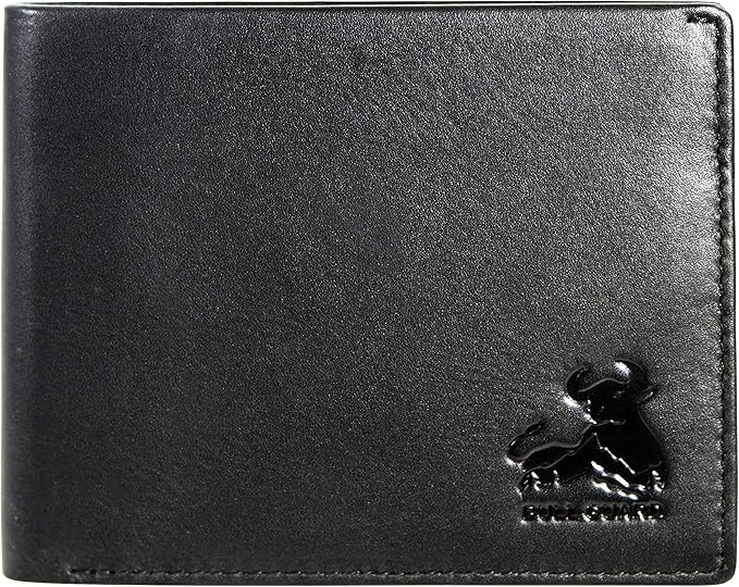 BULL GUARD RFID Blocking Wallet For Men Bifold Soft Black Genuine Nappa Leather Secure and Durable Extra Capacity Billfold with 11 Credit Cards